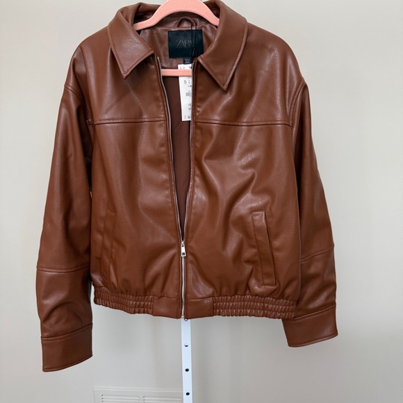 Zara Jackets & Blazers - Zara women Brown Faux Leather Jacket size S new with tags